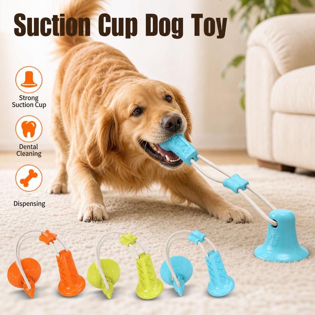 Suction Cup Dog Tug Toy - Mainan Kunyah Anjing dengan Suction Cup,