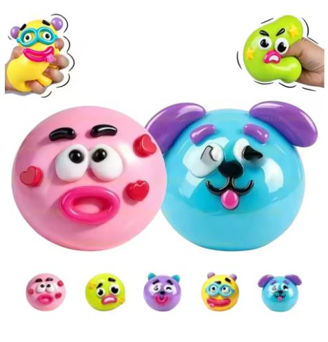 Interactive Squeaky Plush Dog Toy - Mainan Squishy DIY Bentuk Wajah Anjing,