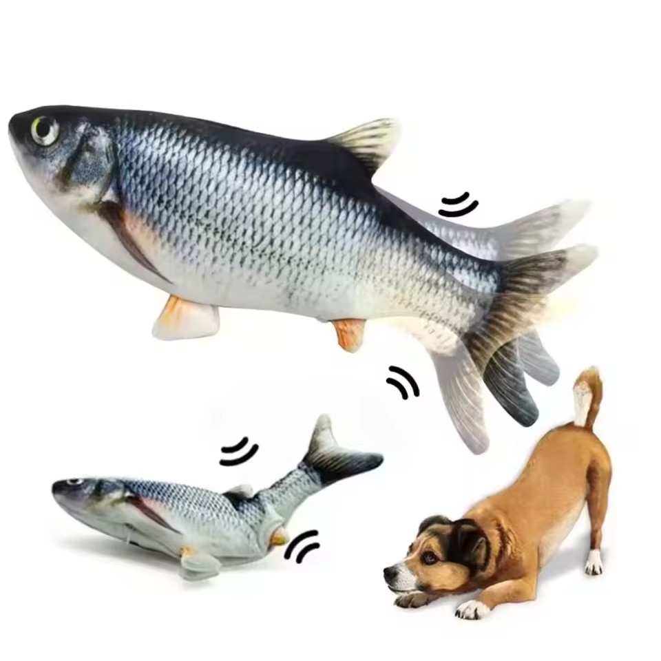Electric Floppy Fish Dog Toy - Mainan Ikan USB Charging Elektrik Simulasi