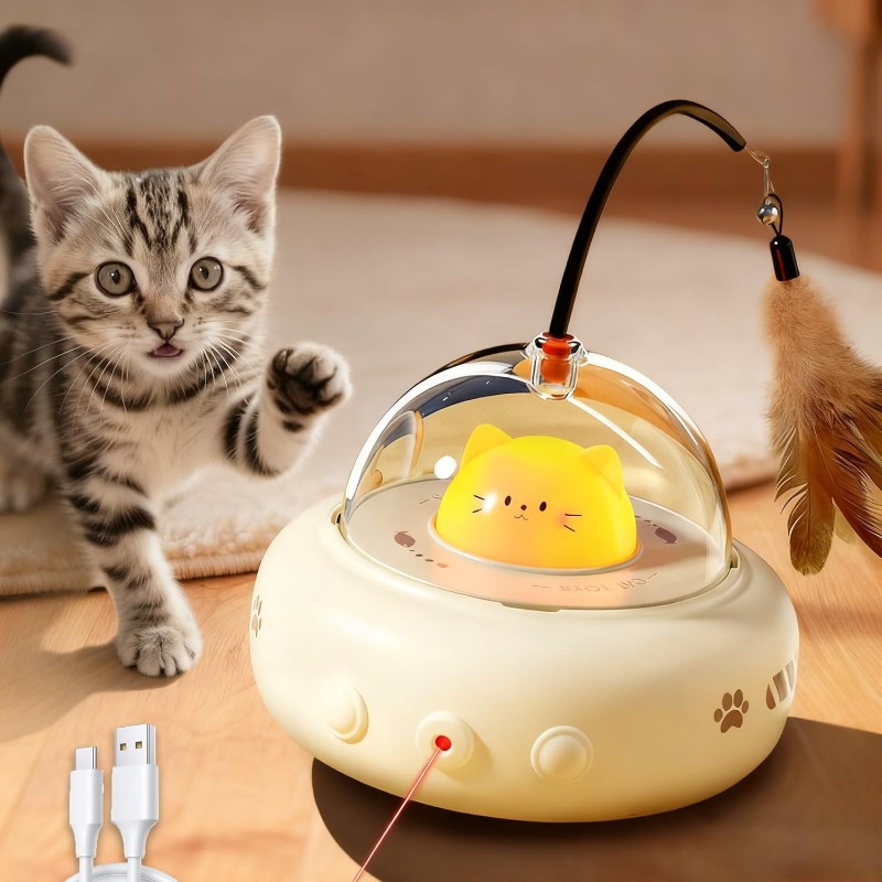 Laser Pointer Cat Toy Automatic - Mainan Kucing Interaktif 2 in 1