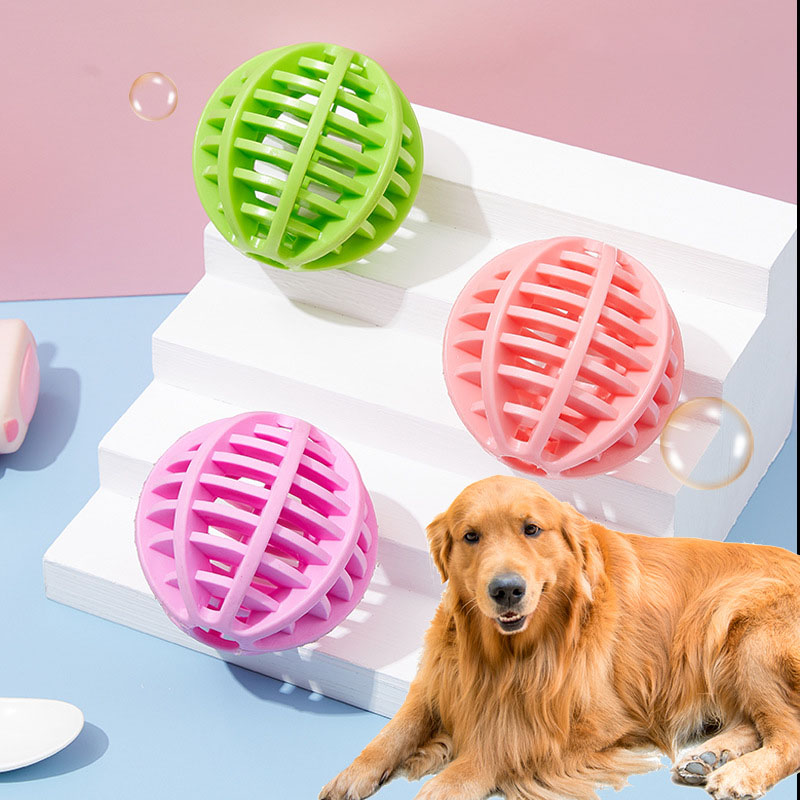 Rubber Treat Dispensing Dog Toy - Mainan Bola Anjing Pengeluaran Camilan Karet