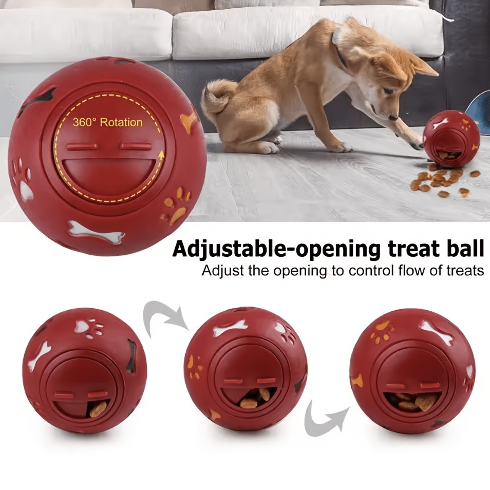 Rubber Treat Dispensing Dog Toy - Bola Camilan Anjing, Mainan Dispenser Makanan