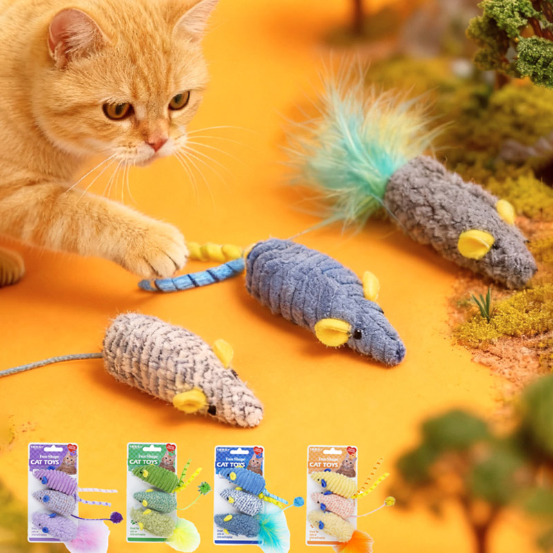 3pcs Mainan Tikus Boneka Reali - Catnip Interactive Plush Mouse ulasan dan harga